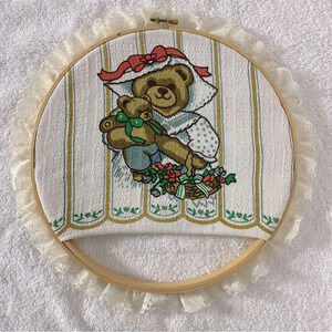 Vintage Handmade  Teddy Bear Wall Art